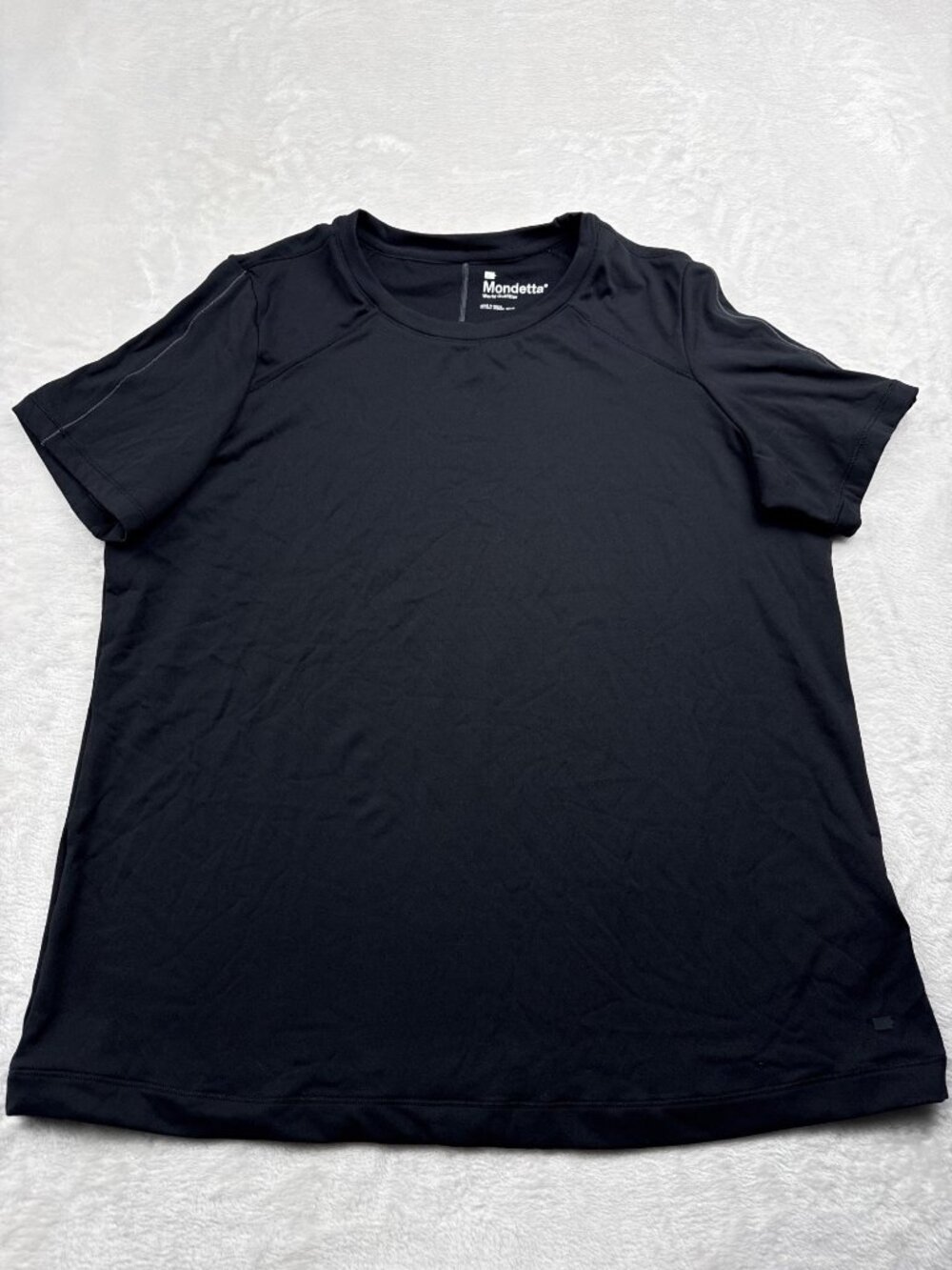 Mondetta Womens Black Short Sleeve Athletic Tee L Recycled Nylon Stretch